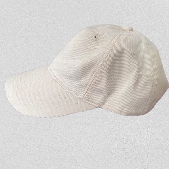 Anthropologie Wyeth Corduroy Adjustable Baseball Cap Cream 100% Cotton Unisex OS - Picture 2 of 8